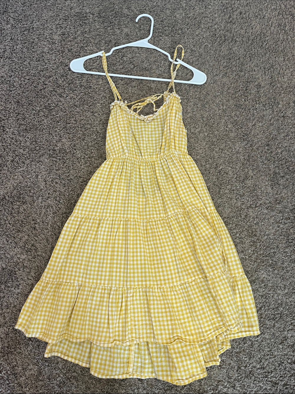 Yellow Gingham Tiered Sundress for Girls